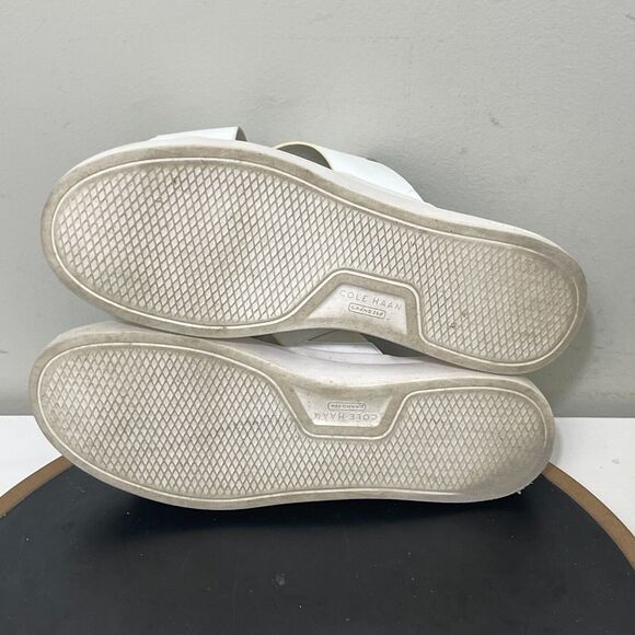 Cole Haan White Leather Criss Cross Platform Slide Sandals Casual Women 10 B - Picture 10 of 11